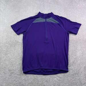 Ibex Cycling Jersey Mens Large Purple Biking Merino Wool Half Zip Reflective USA